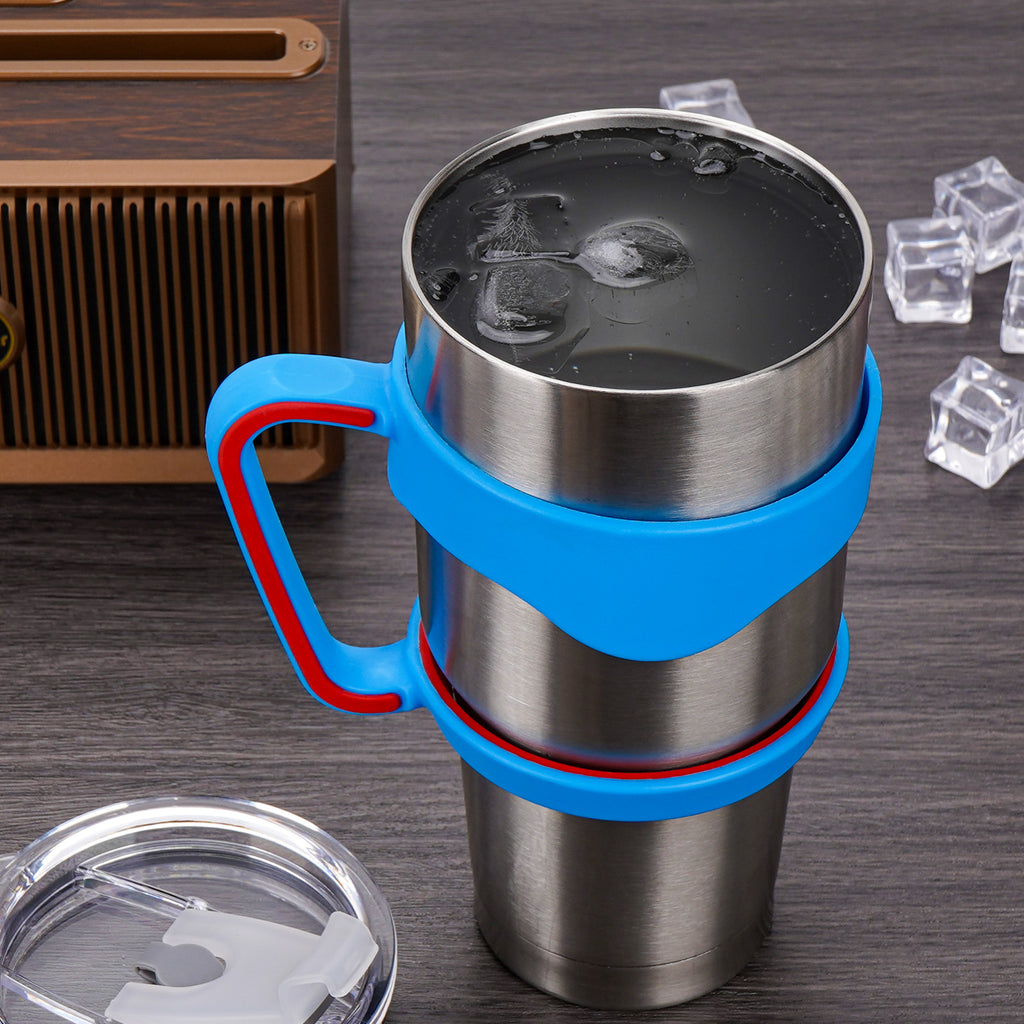 Linkidea Tumbler Handle Compatible with 30oz YETI Rambler, OZARK TRAIL Tumbler, Portable Anti Slip Travel Mug Grip, Blue