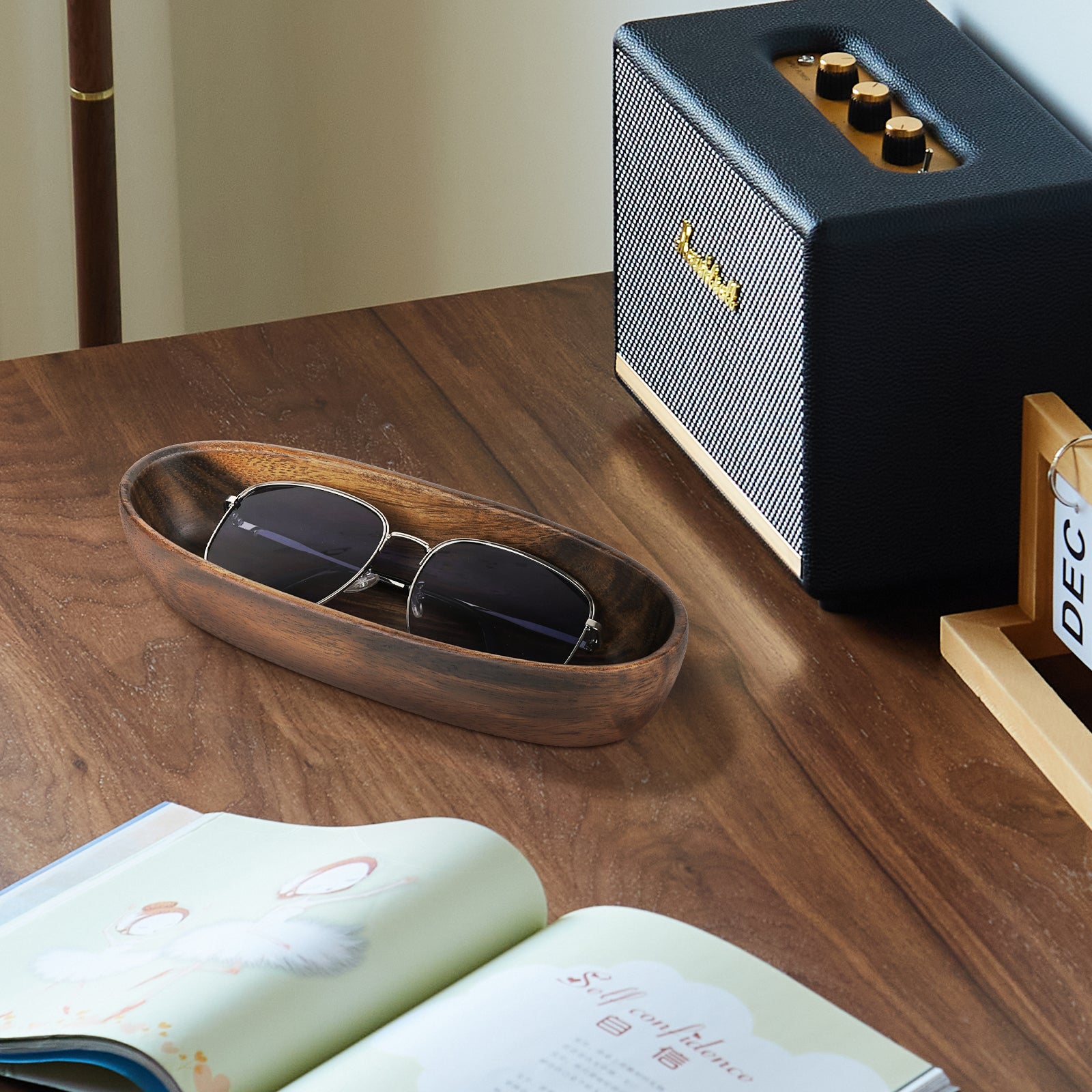 Sunglasses Desk Holder Stand, Wood Craft Oversized Eyewear Display Storage Compatible with Rayban RB4401D/RBS0101S/RB4098/RB3825/RB2448NM/RB8360M/RB8324M