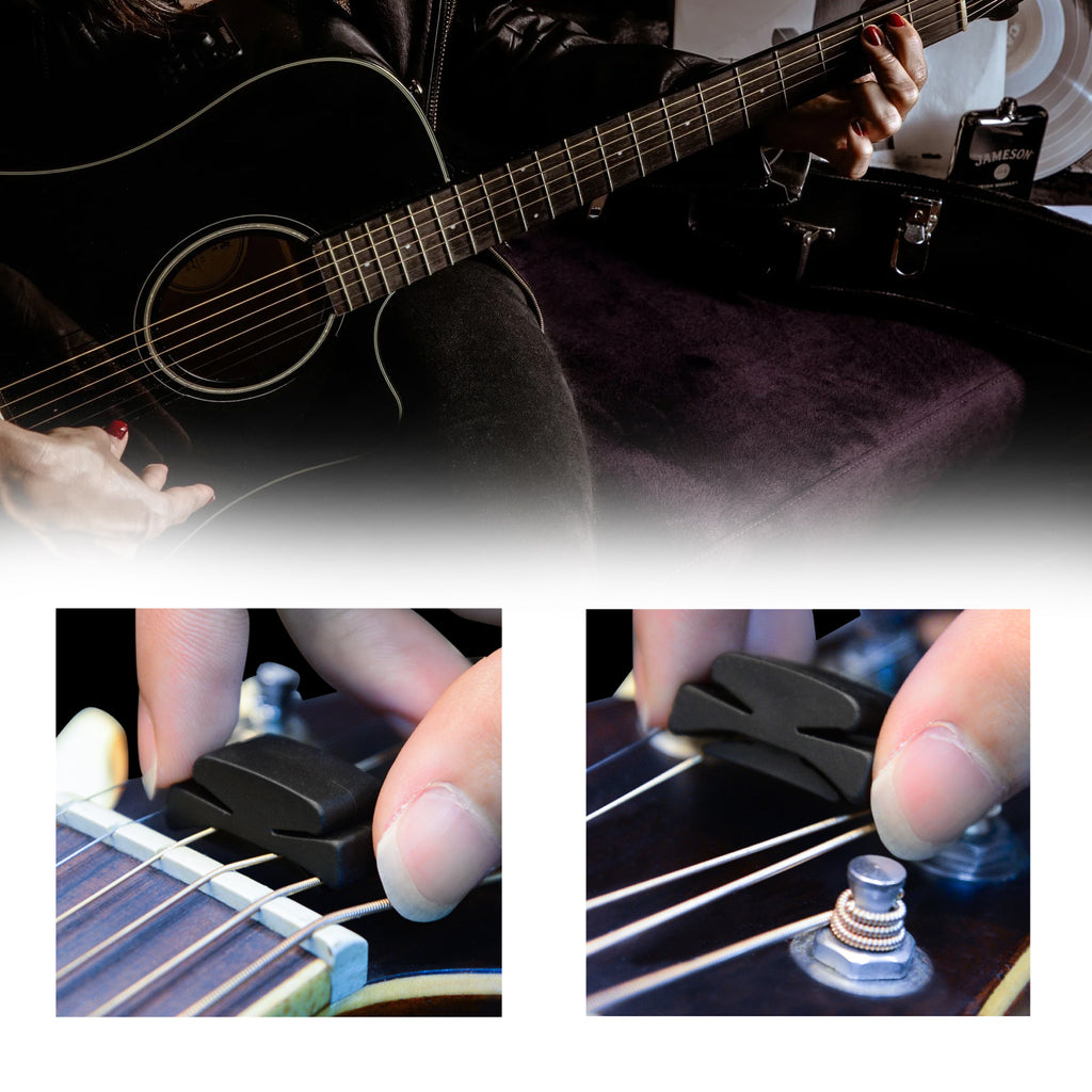 Linkidea 6 Pack Rubber Guitar Headstock Pick Holder, Pickholder for Guitar, Bass, Ukulele Thinned Picks (Black)