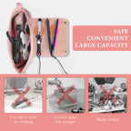 Linkidea Travel Bag and Heat Resistant Mat, Portable Travel Essentials Travel Organizer for Women, Hair Tools Storage Bag Gift for People Who Travel a Lot (Pink)