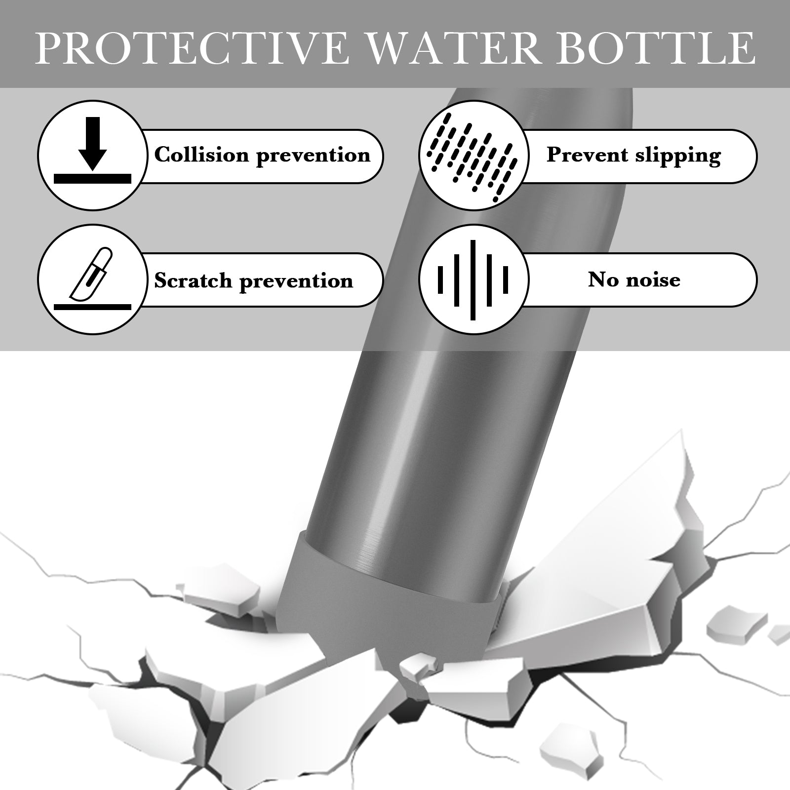 Linkidea 2 Pack Water Bottle Boot Compatible with 25oz S'well ORIGINAL, BJPKPK, Konokyo 25oz Cola Shaped Bottles, Silicone Bottle Boot Bottom Sleeve Cover Protector, Bottle Bumper (Gray)