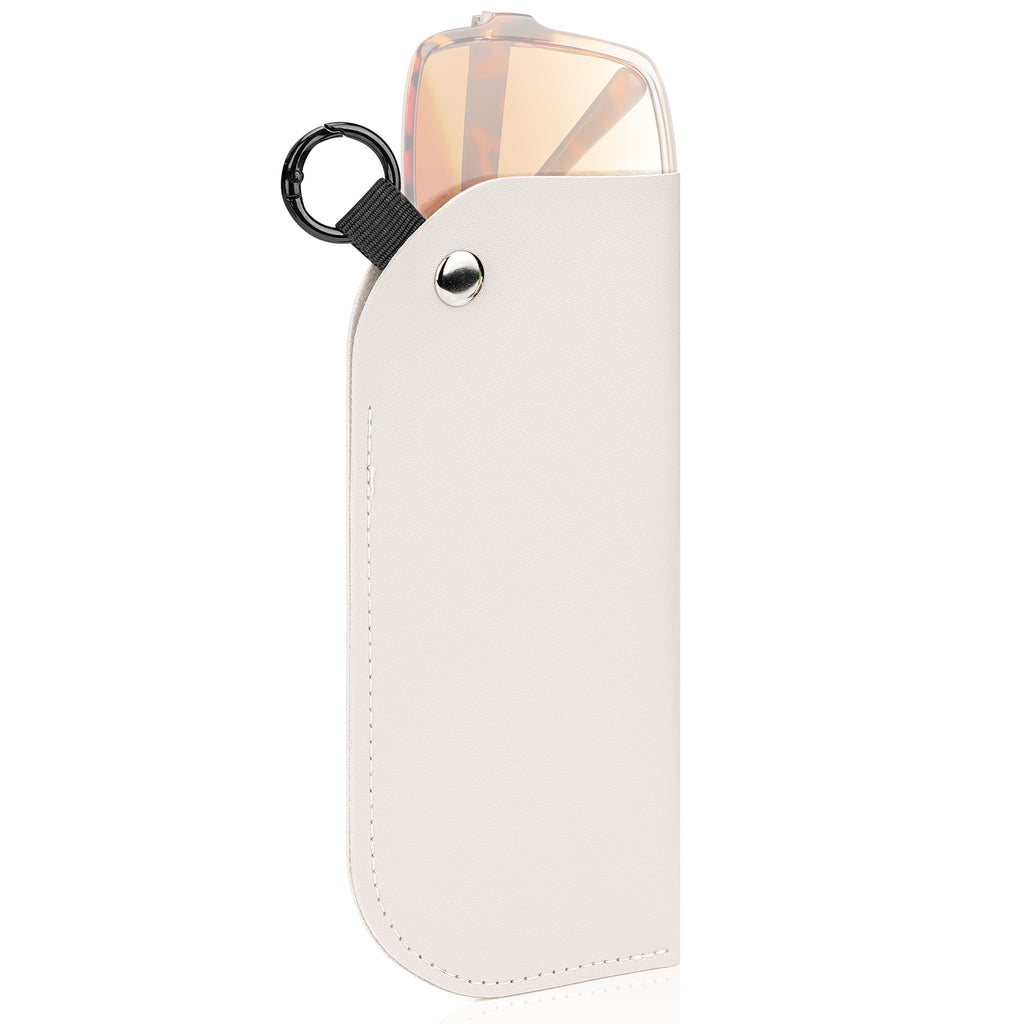 Extra Large Sunglasses Pouch Case with Hook Ring, Vegan Leather Oversized Sun Glasses Organizer Soft Bag Compatible with Gucci GG1419S GG1408S GG1714S GG1547S Versace VE2255 (XXL, Grey)