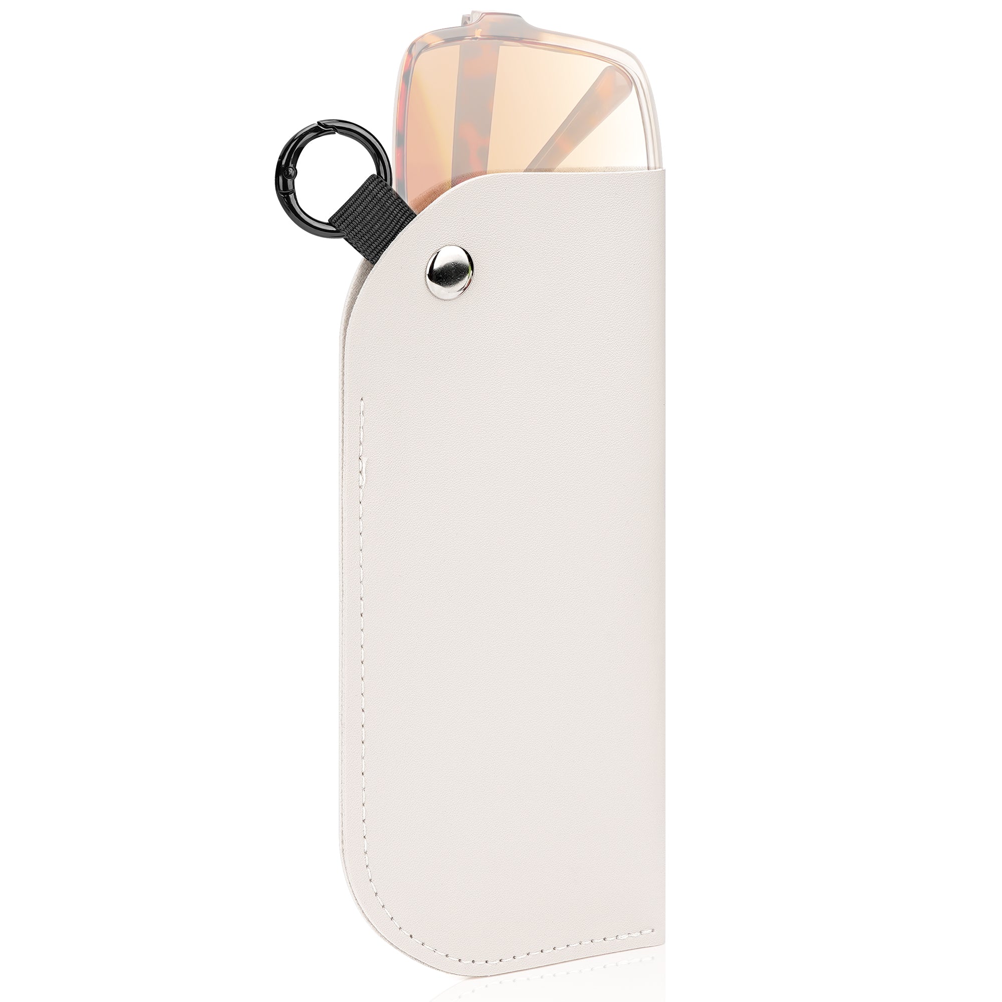 Extra Large Sunglasses Pouch Case with Hook Ring, Vegan Leather Oversized Sun Glasses Organizer Soft Bag Compatible with Gucci GG1419S GG1408S GG1714S GG1547S Versace VE2255 (XXL, Grey)