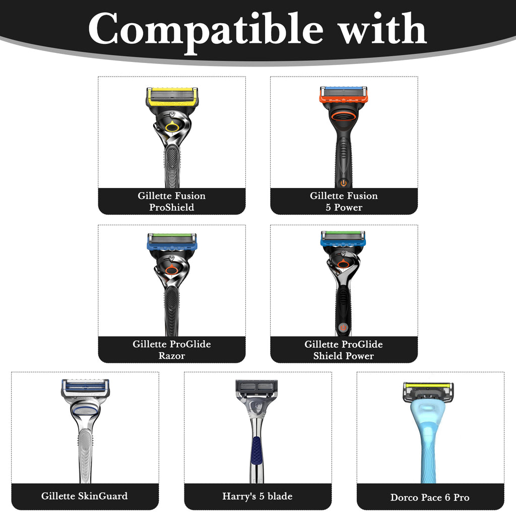 Linkidea Generic EVA Hard Shell Safety Razor Case, Shaving Accessories Storage, Men's Travel Shaver Bag Compatible with Gillette Fusion 5 Power, Mach 3, Harry's 5 Blade (Silver)