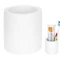 Linkidea Countertop Toothbrush Holder, Diatomite Tooth Brush Stand for Manual Toothbrush, Toothpaste, Razor, Vanity Organizer Compatible with Colgate Extra Clean, Oral-B CrossAction (White)