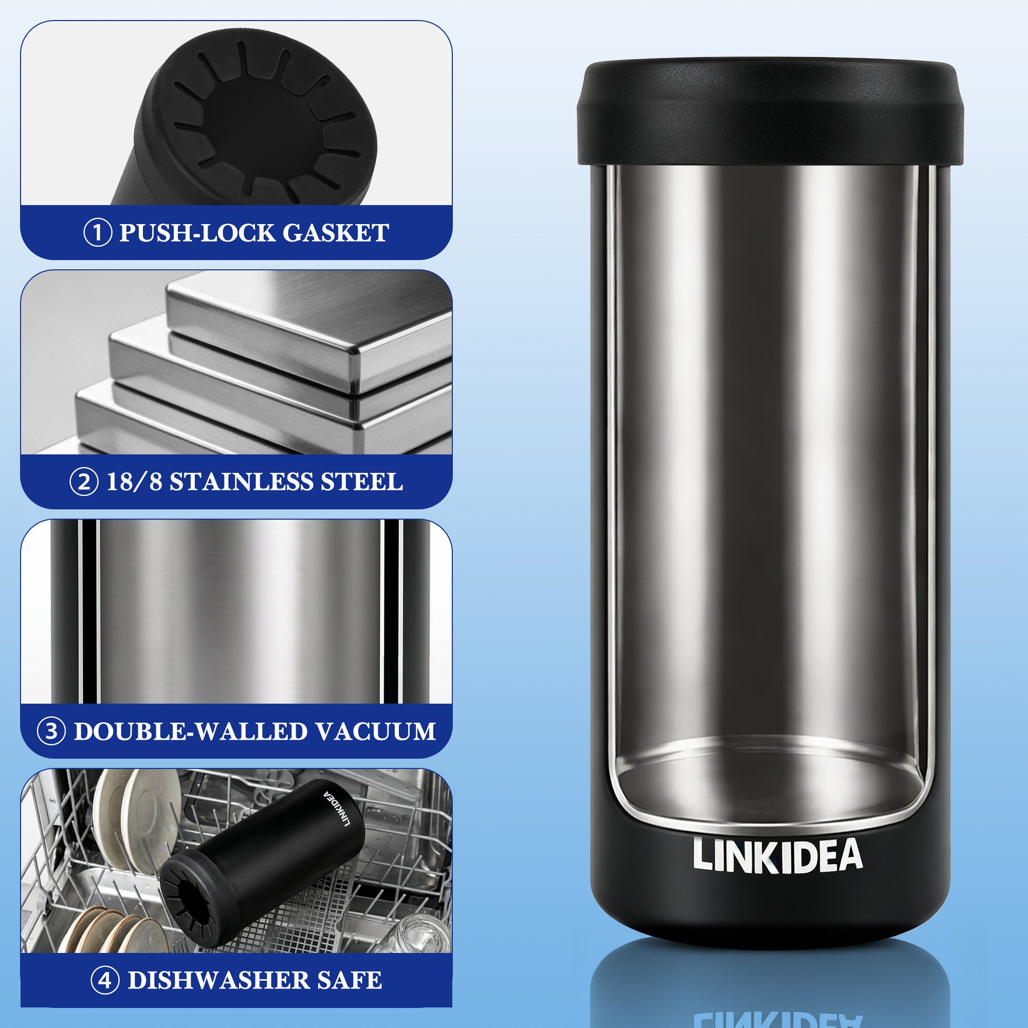 Linkidea Bottled Water Cooler Holder Compatible with Smartwater 16.9 Fl Oz, Evian 16.9 Fl Oz, Insulated Stainless Steel Disposable Water Bottle Holder, Keep Drinks Cold