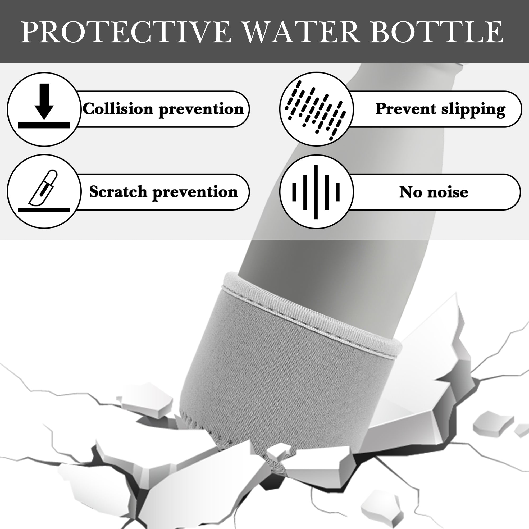 Linkidea 2 Pack Water Bottle Boot Compatible with 9oz/12oz/17oz Swel ORIGINAL, BJPKPK, MIRA Cascade Cola Shaped Bottles, Neoprene Bottle Bottom Bumper Protector (Grey)