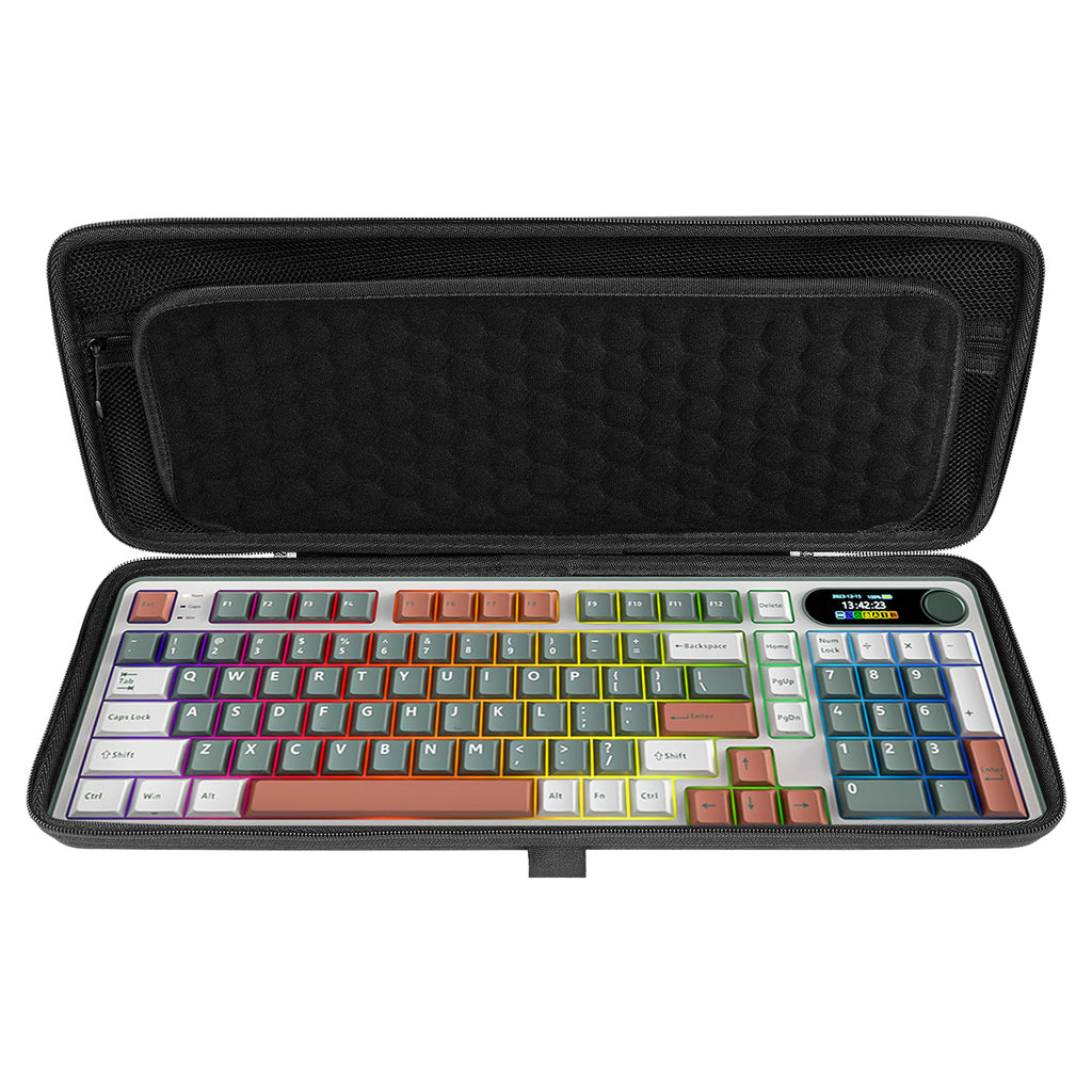 Linkidea Hard Travel Case for Compact 90%-96% Keyboard, Computer 100 Key Wireless / Wired Keyboard Carrying Protective Storage Box Bag, Compatible with RK Royal KLUDGE S98, AULA F99 Pro