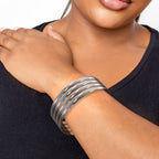 80 mm (3.15") XXL Bangle Set for Women, 6 mm Wide Silver-Tone Stainless Steel Stackable Bracelets - Fits Palm Width 110-118 mm
