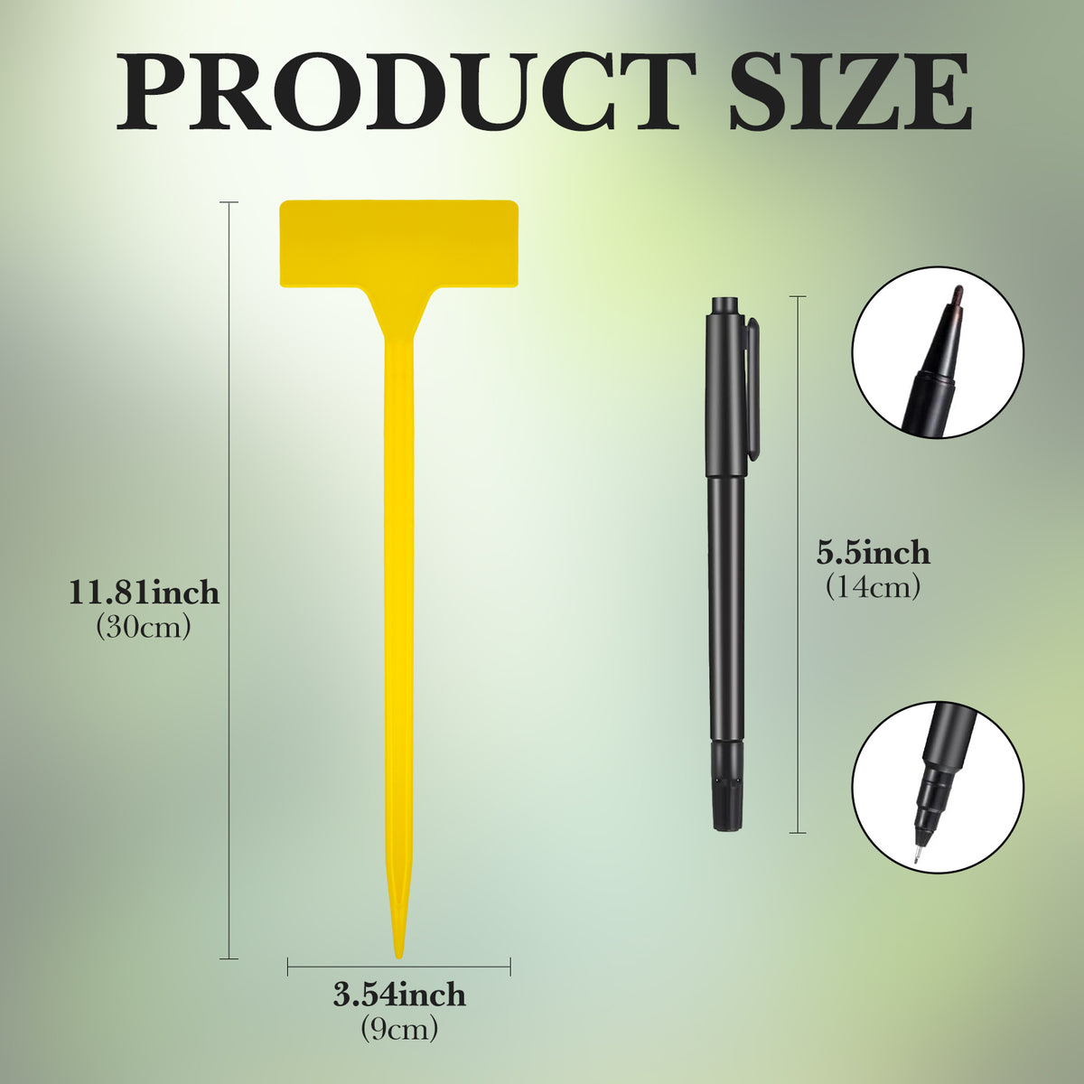 Linkidea 50pcs T-Shape Plastic Plant Labels Tags with Marker Pens, Garden Plant Accessories for Outdoor, Vegetable Seedling Label, Waterproof Orchard Signs (Yellow)