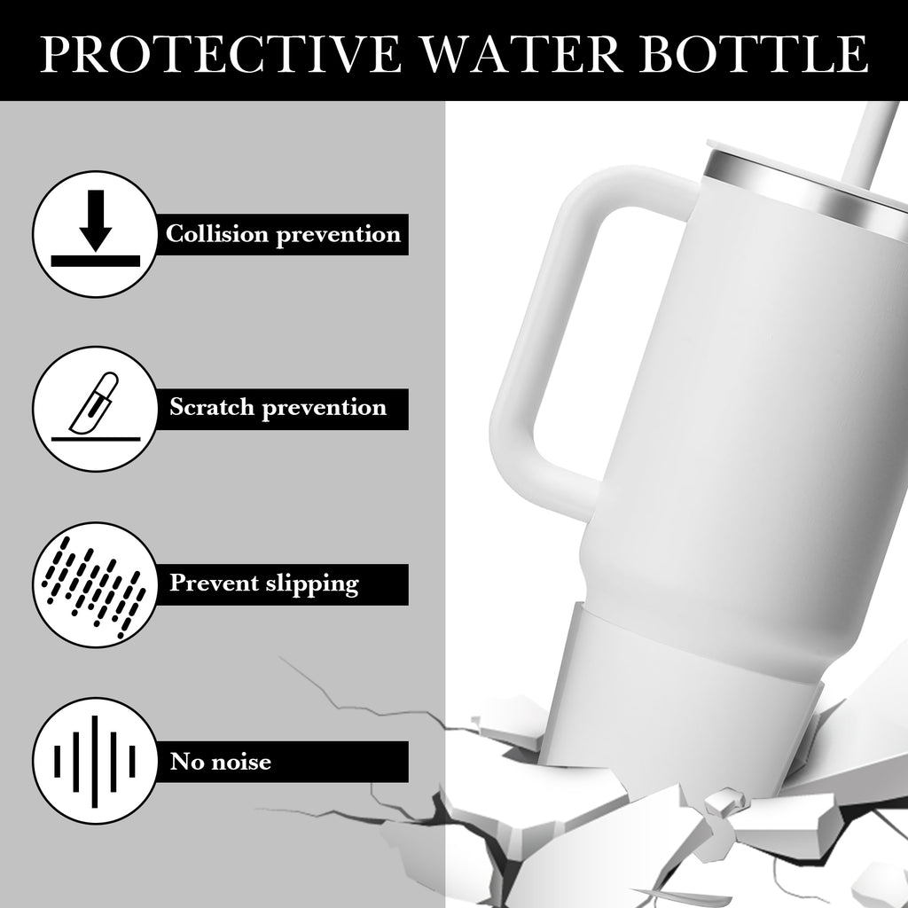 Linkidea Water Bottle Boot Compatible with Hydro Flask Travel Tumbler 28oz/40oz, Silicone Water Bottle Bottom Sleeve Cover Protector, Bottle Bumper (Clear / 2 Pack)