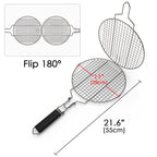 Linkidea Round Portable BBQ Grill Basket, Stainless Steel Fish Grill Rack with Removable Secure Locking Handle, Grill Accessories for Outdoor Grill Vegetables Fishes Shrimp