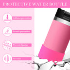 Linkidea Water Bottle Boot Compatible with YETI Rambler Jr. Kids 12oz, Rambler 12oz/18oz, Yonder 20oz/25oz, Silicone Anti-Slip Bottle Bottom Sleeve Bumper Protector (Pink / 2 Pack)