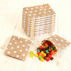 Linkidea 12 Pcs Small Burlap Drawstring Gift Bags, 5.5" x 3.9" Polka Dot Linen Pouches for Party Favors, Candy, Jewelry, Wedding Decorations