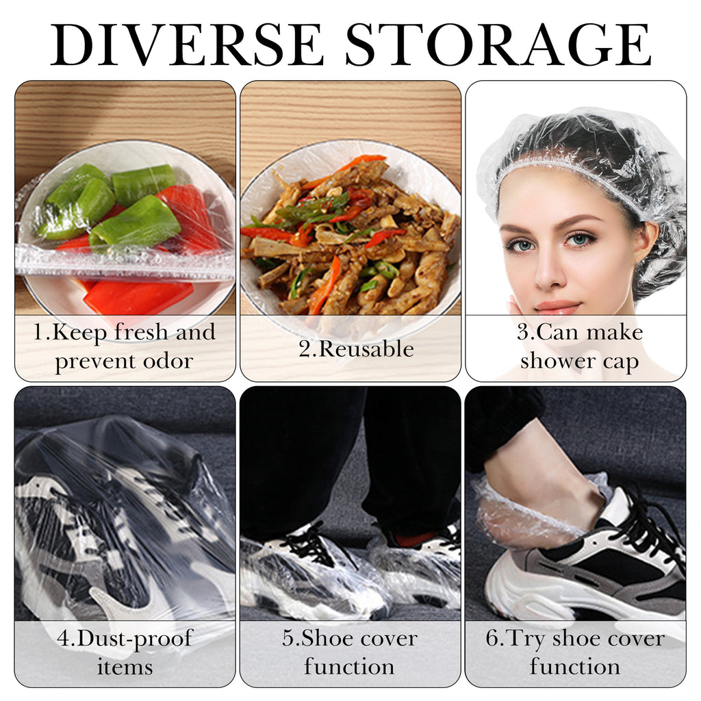 Linkidea 50 Pcs Elastic Food Storage Cover, Plastic Food Wrap Up To 17.7 in Diameter Fits Plate & Bowl, Reusable Stretch Food Covers for Kitchen, Dining Use
