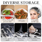 Linkidea 50 Pcs Elastic Food Storage Cover, Plastic Food Wrap Up To 17.7 in Diameter Fits Plate & Bowl, Reusable Stretch Food Covers for Kitchen, Dining Use