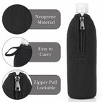 Linkidea Disposable Water Bottle Sleeve Compatible with Smartwater 16.9/20Fl Oz, Evian 16.9Fl Oz, Insulated Neoprene Plastic Bottled Water Cover with Lockable Zipper (1 Pack/Black)