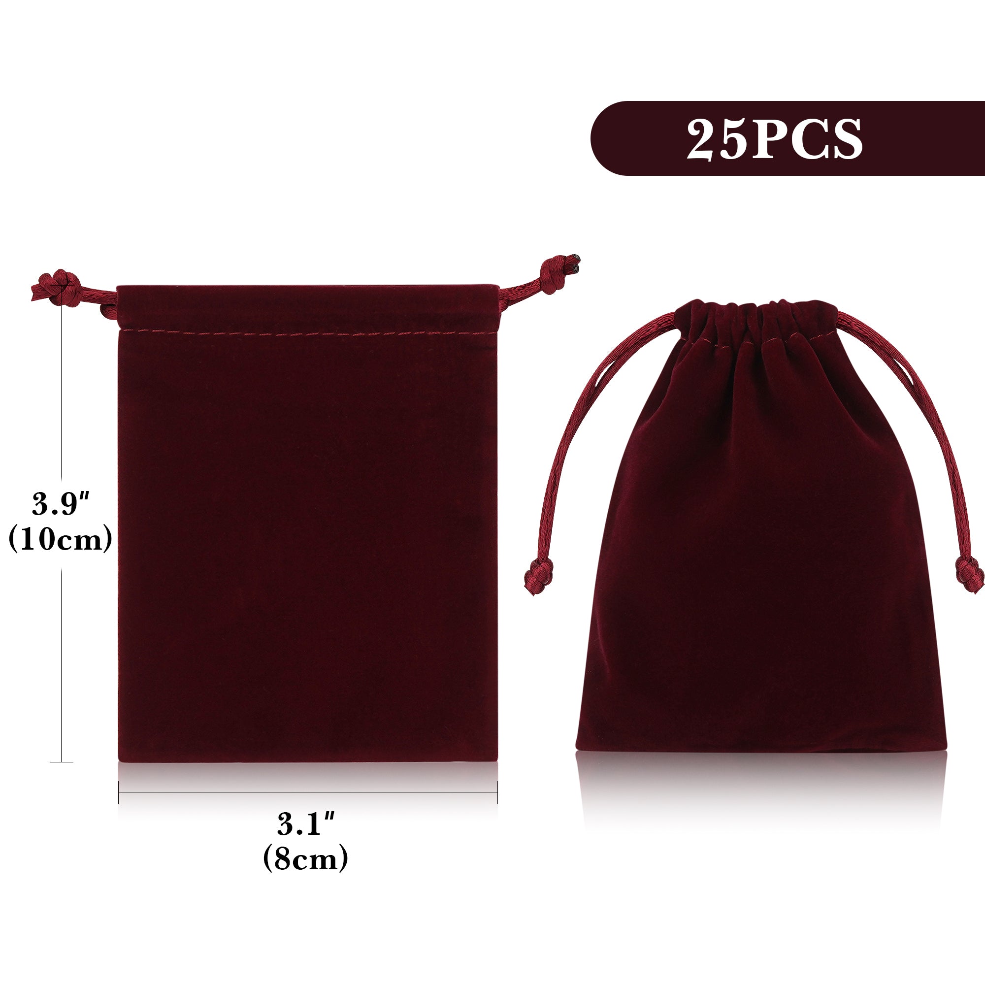 Linkidea 25 Pcs Velvet Drawstring Bags, Burgundy Small Gift Pouches for Jewelry, Candy, Wedding, Luxury Gift Pouches for Favors, Party, Christmas Packaging