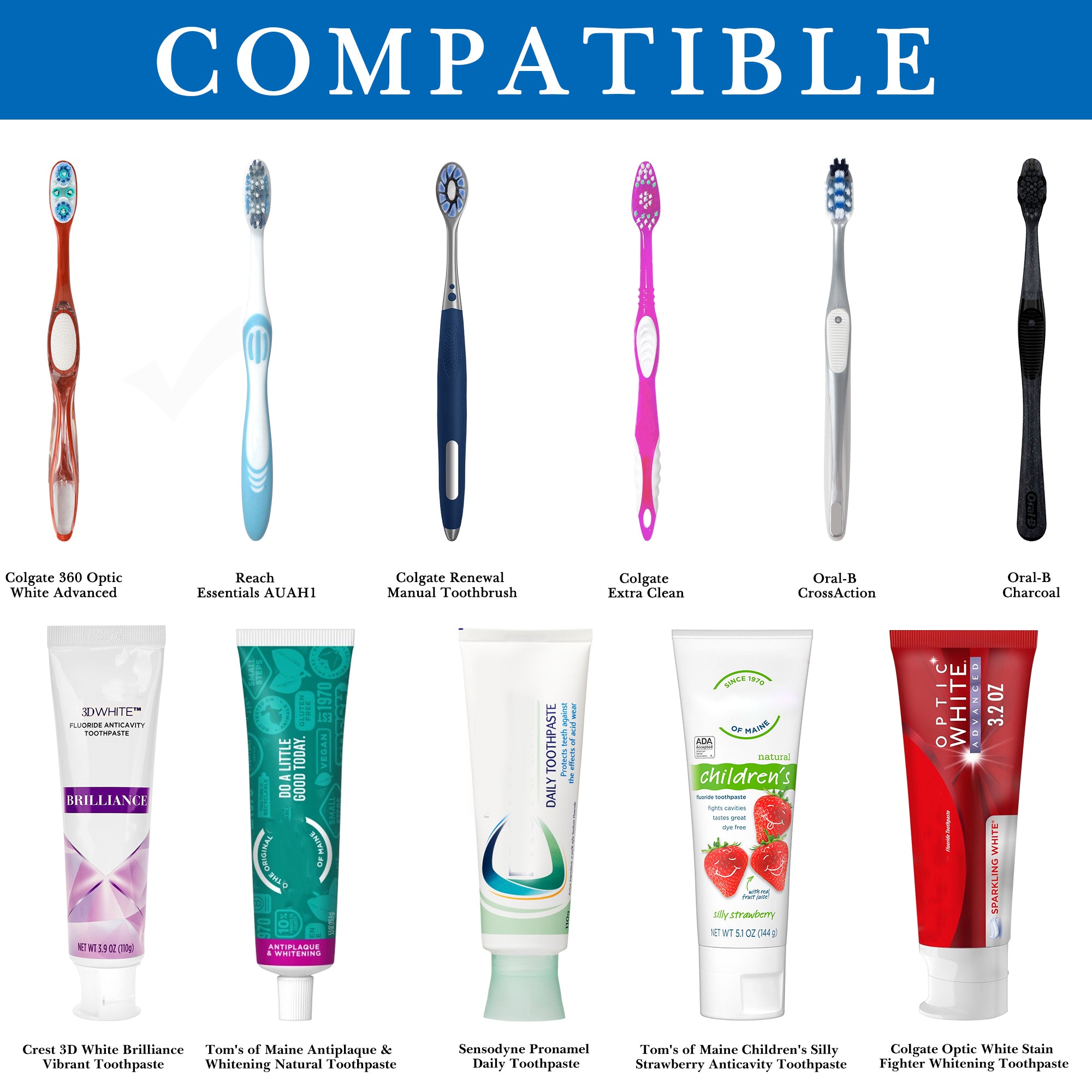 Linkidea Wall Mount Toothbrush Holder and Toothpaste Dispenser, Plastic Self Adhesive 6 Slots Tooth Brush with Cover for Bathroom, Compatible with Oral-B CrossAction, Colgate Extra Clean