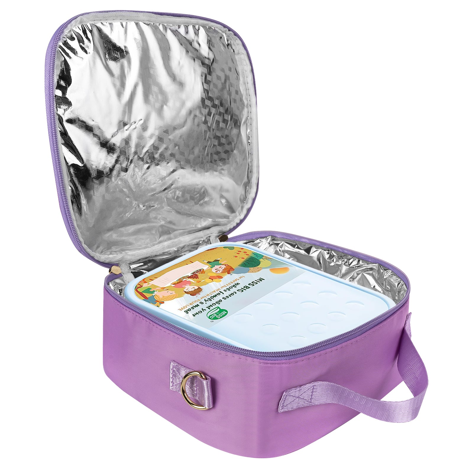 Linkidea Lunch Tote Bag, Cartoon Pattern Lunch Box Bag, Portable Reusable Lunch Box Container for Picnic or Camping, Compatible with B.Box, Sunhanny, Pedeco, QQKO, Xgxn Lunch Box (Purple)