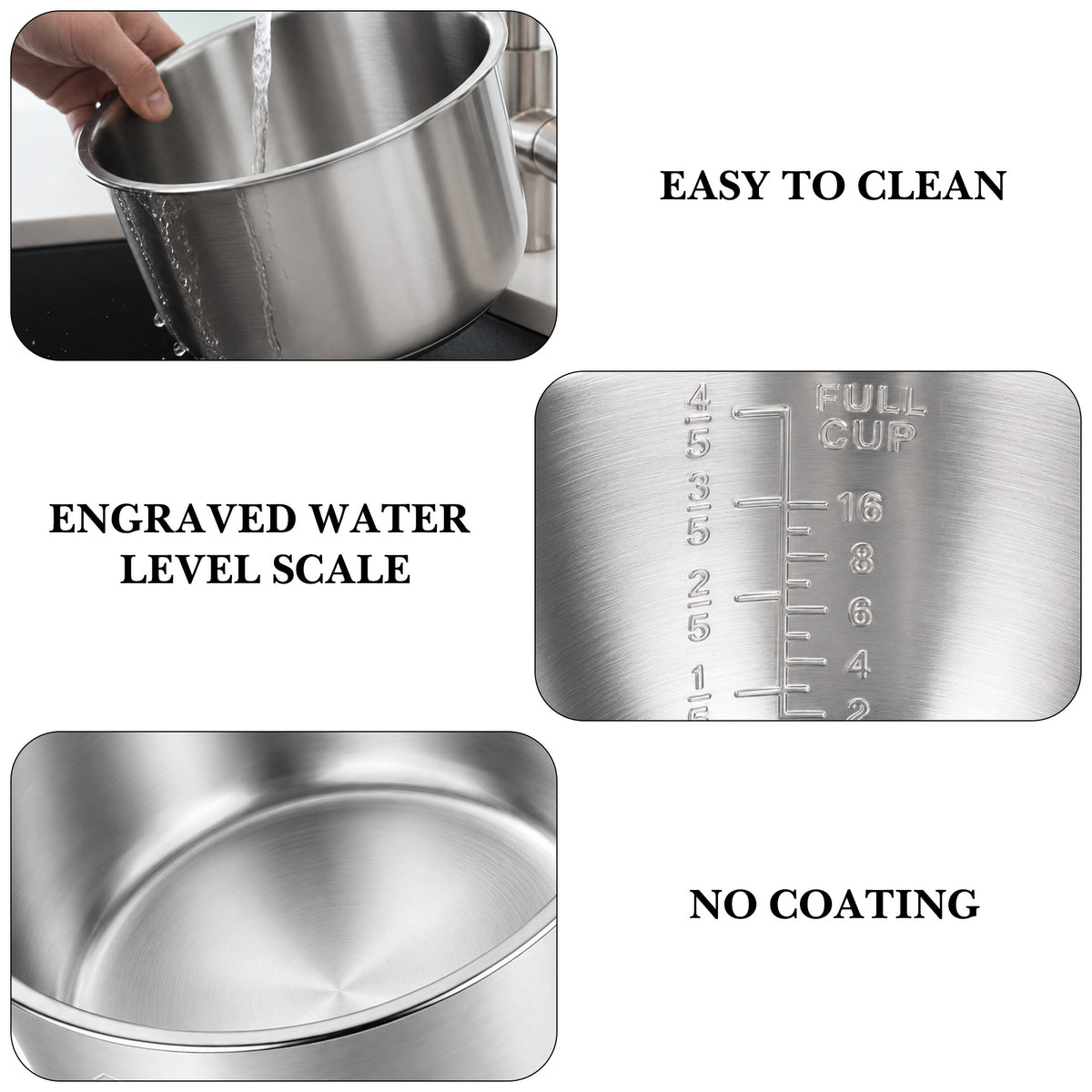 Linkidea Stainless Steel Rice Cooker Inner Pot Compatible with Aroma ARC-2000SB, No-Coating Replacement Bowl, Dishwasher Safe
