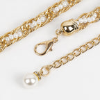 Plus Size Chain Belt for Women, Gold and White Faux Small Pearl Waist Belt, 59 Inch Adjustable Extra Long Body Decorate for Dresses, Party, Casual Wear, Fashion Jewelry Accessory
