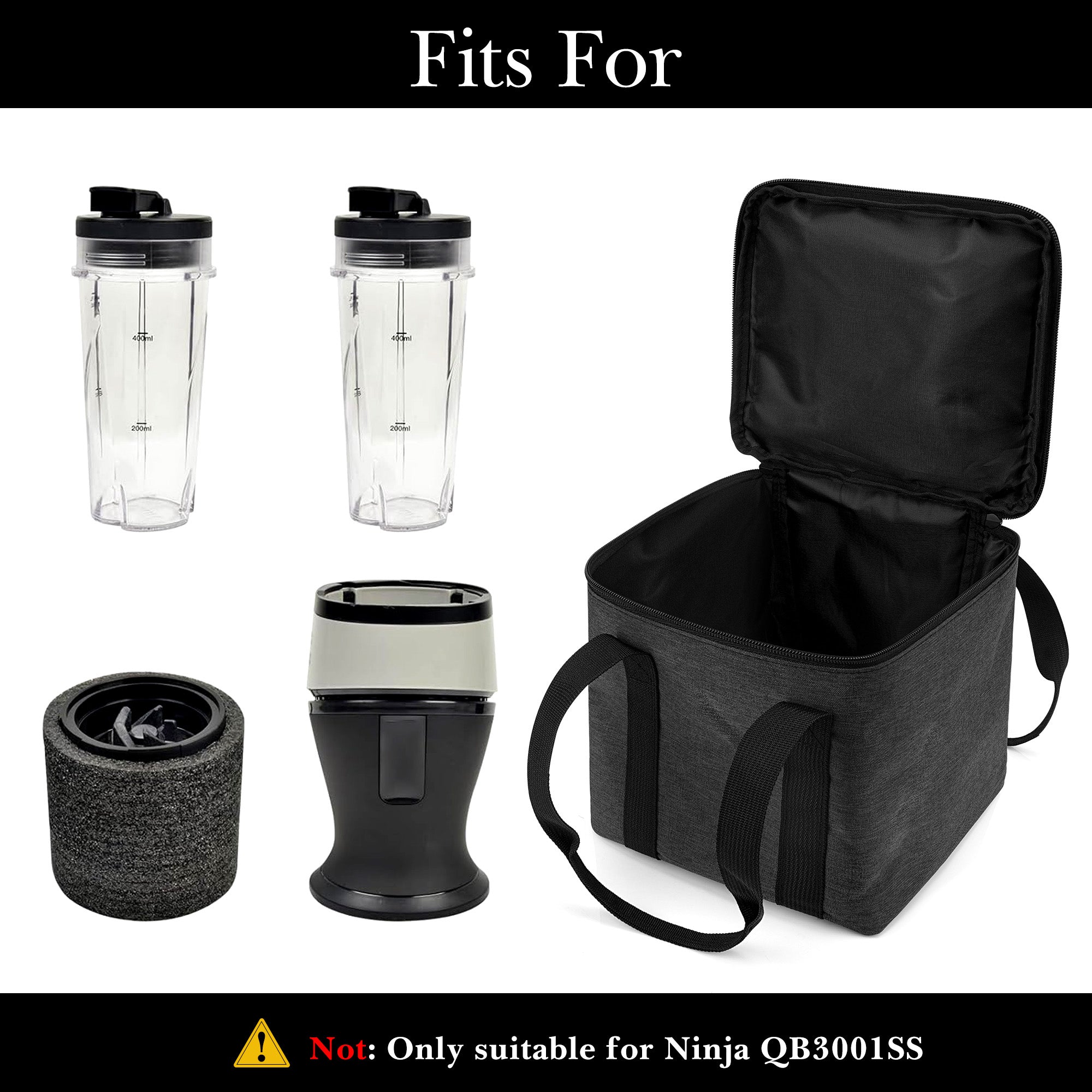 Linkidea Large Blender Storage Bag, Portable Carrying Bag with Hand Strap, Double Zipper Organizer Compatible with Ninja, Fits to Model QB3001SS (Grey)