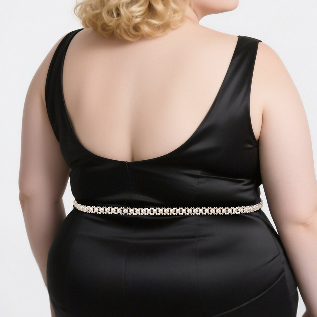Plus Size Waist Belt for Women, Plastic Pearl Chunky Body Belt for Dresses, 55 Inch Adjustable Fashion Jewelry Accessory