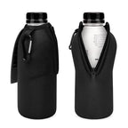 Linkidea 2 Pack Disposable Water Bottle Sleeve Compatible with 16.9 Fl Oz PRIME Hydration, BODYARMOR, Gatorade Fit, Insulated Neoprene Plastic Sports Drink Cover with Lockable Zipper, Black
