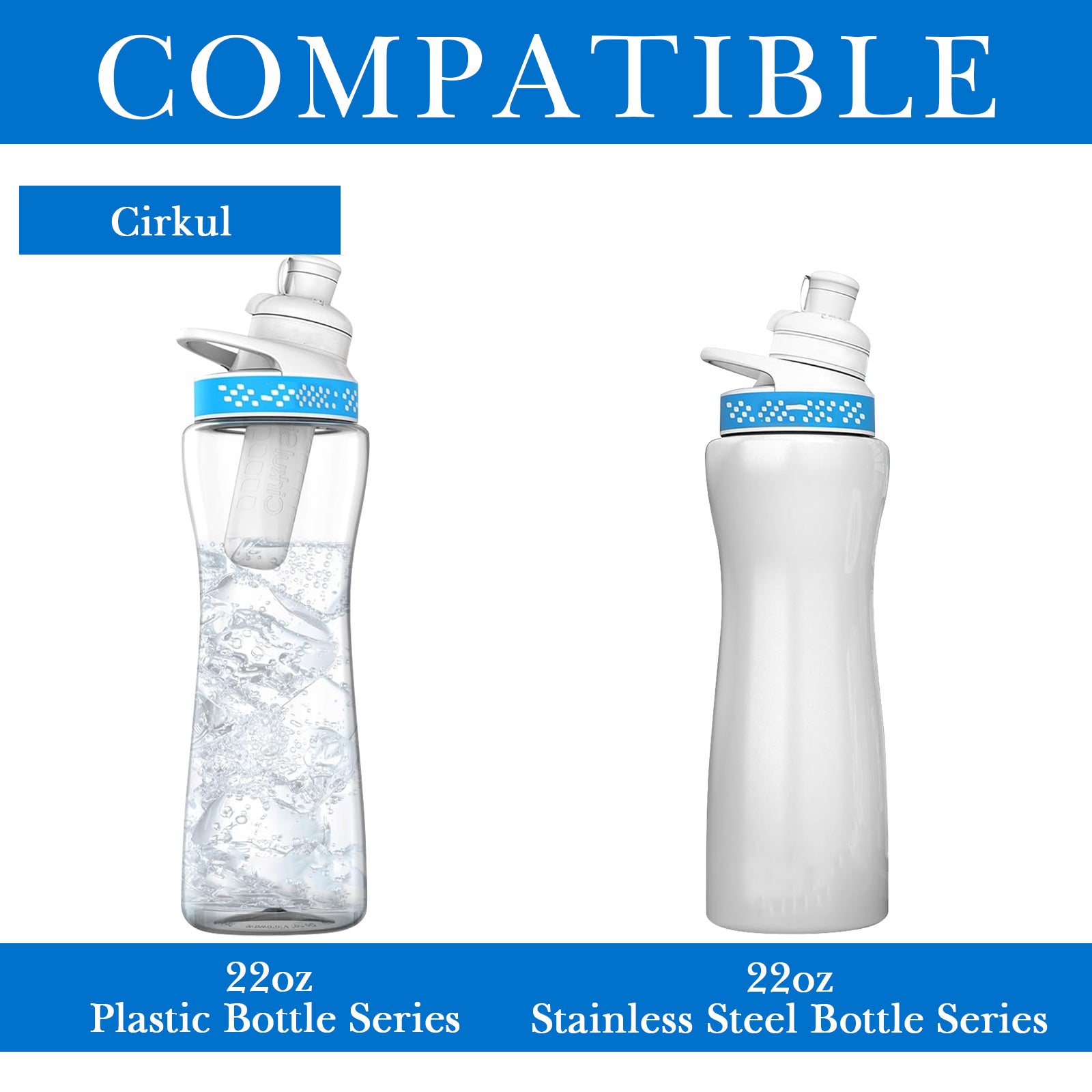 Linkidea 2 Pack Water Bottle Boot Compatible with Cirkul Plastic/Stainless Steel Bottle 22oz Series, Silicone Anti-Slip Bottle Bottom Sleeve Bumper Protector (Blue)
