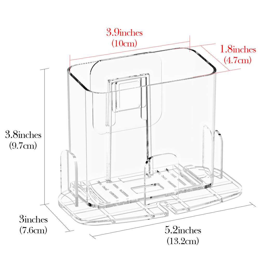 Linkidea 2 Pack Wall Mount Toothbrush Holder for Bathroom, Plastic Clear Self Adhesive Wallmount Tooth Brush Hanger Compatible with Oral-B iO Series, Philips Sonicare 5100/5300, 7AM2M(Transparent)