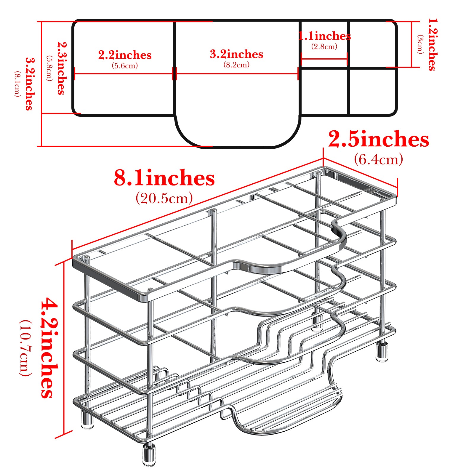 Linkidea Ventilated Toothbrush Holder for Bathroom, Stainless Steel Stand for Toothbrushes, Toothpaste, Razor, Hand Soap, Vanity Countertop 6 Slots Organizer (Chrome)