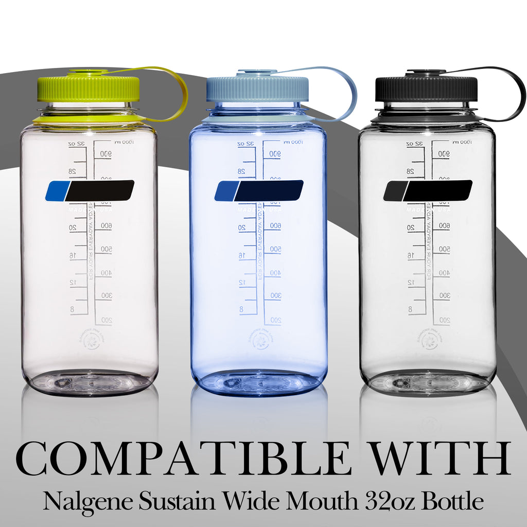 Linkidea Water Bottle Carrier with Strap Compatible with Nalgene Sustain Wide Mouth 32oz, Neoprene Waterbottle Sling Bag Holder with Clip for Backpack Fence, Black
