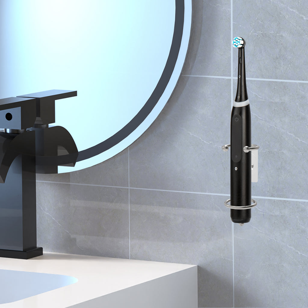 Linkidea 2 Pack Wall Mounted Electric Toothbrush Holder for Bathroom, Shower, Stainless Steel Power Toothbrush Hanger, Self Adhesive Wallmounted Tooth Brush Organizer (Sliver)