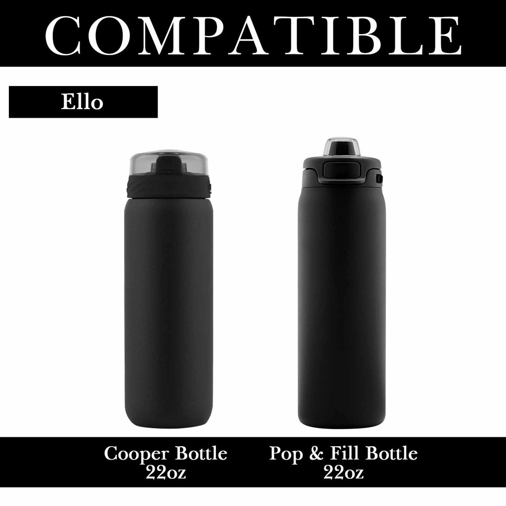 Linkidea 2 Pack Water Bottle Boot Compatible with Ello Cooper / Pop & Fill Bottle 22oz, Silicone Anti-Slip Bottle Bottom Sleeve Bumper Protector (Black)