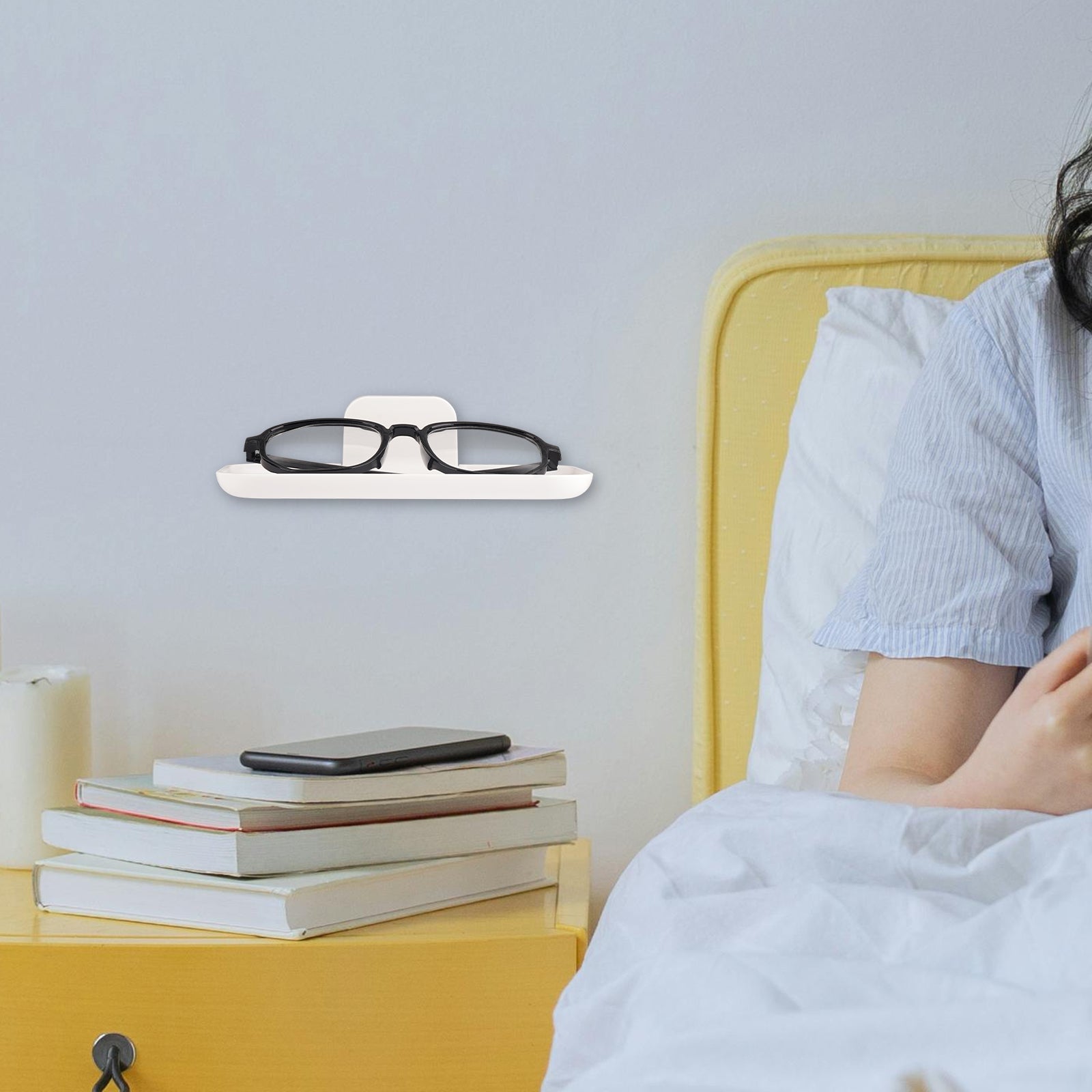 Eyeglasses Holder Stand for Nightstand, Wall Mount Reading Glasses Storage for Bedroom Bathroom Study
