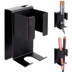 Linkidea Wall Mount Curling Iron Holder, Stainless Steel Hair Straightener Storage, Adhesive Hair Dryer Rack, Bathroom Organizer for Flat Iron, Curling Wand (Black)