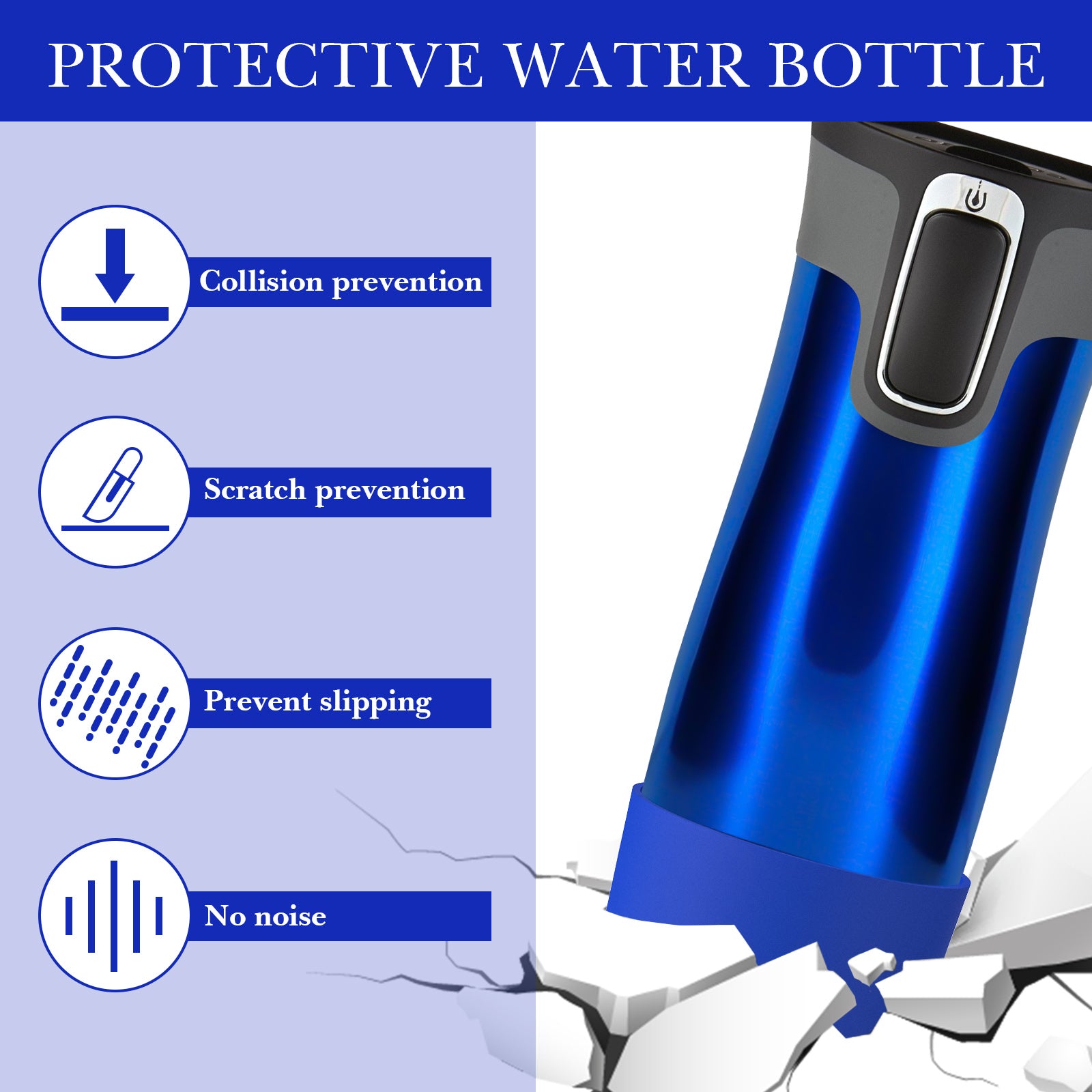 Linkidea 2 Pack Water Bottle Boot Compatible with Contigo West Loop 2.0 16oz/20oz/24oz, Huron 2.0 16oz/20oz, Silicone Anti-Slip Bottle Bottom Bumper Protector (Navy Blue)