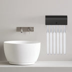 Linkidea Wall Mount Toothbrush Holder for Shower, Stainless Steel Adhesive Hanger, 6 Slots Organizer Compatible with Colgate Extra Clean, Oral-B CrossAction (Black)