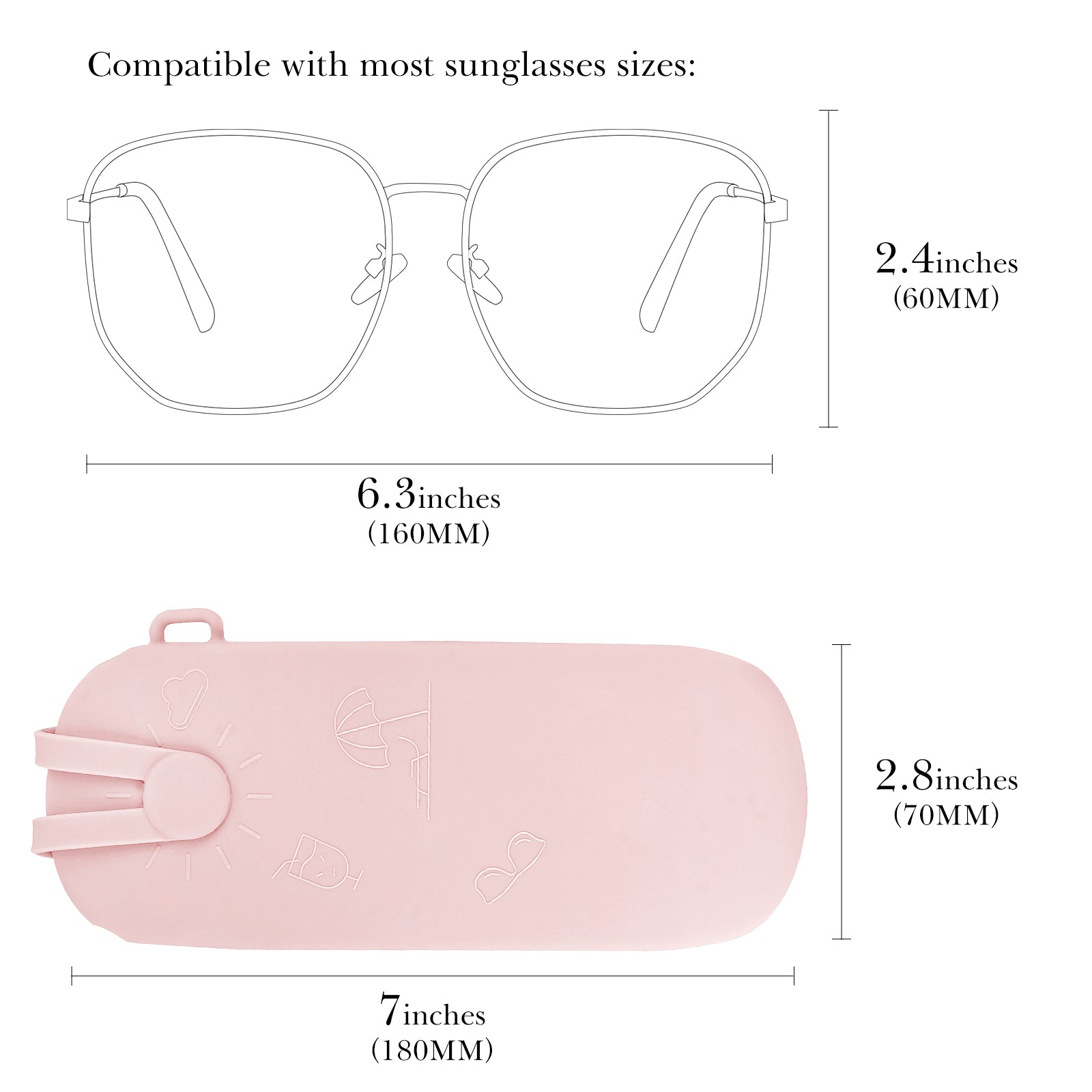 Extra Large Sunglasses Pouch Case, Silicone Oversized Sun Glasses Organizer Soft Bag Compatible with Gucci GG0595S GG0875S GG0351S GG1087S Versace VE4395 (XXL, Pink)