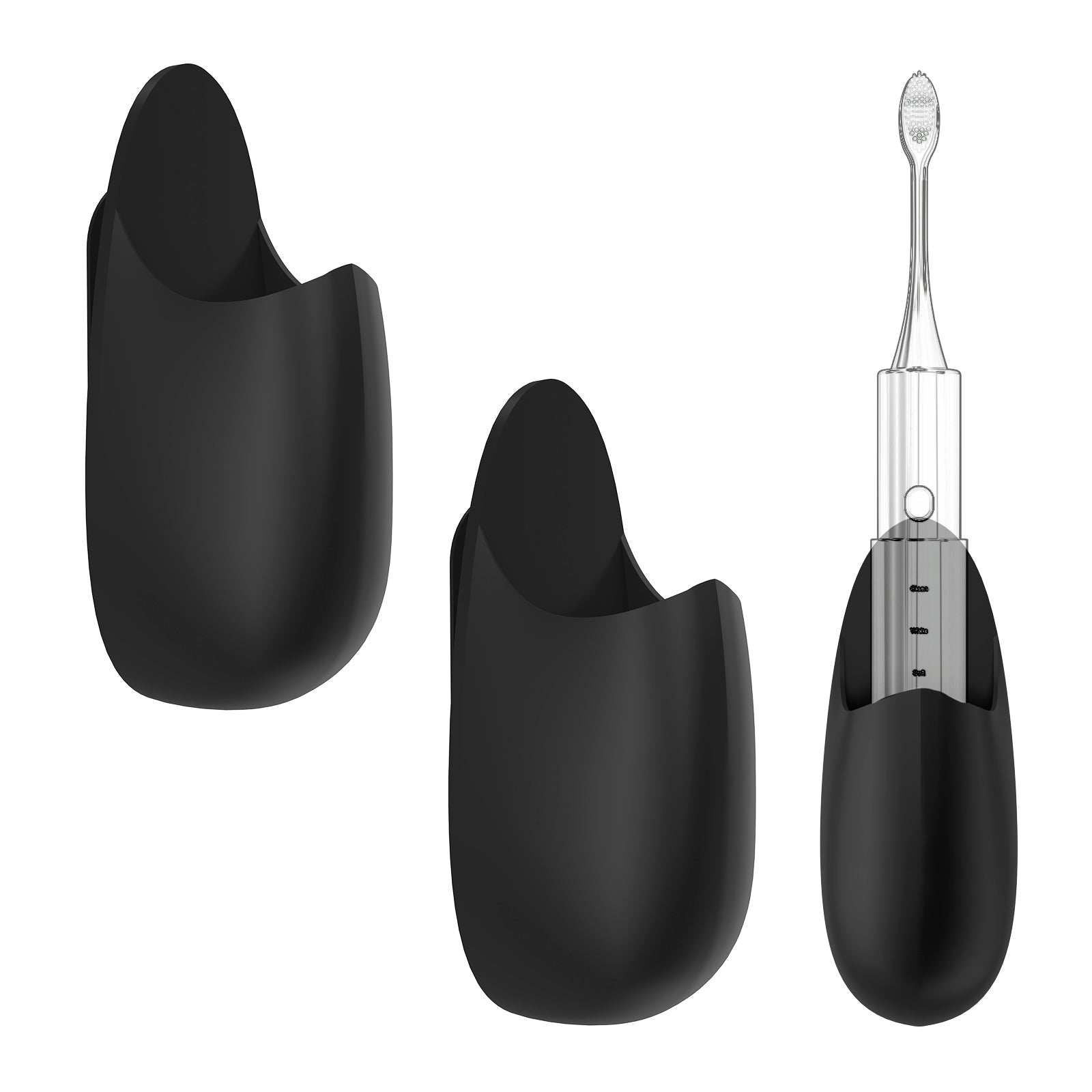 Linkidea 2 Pack Electric Toothbrush Holder Wall Mounted, Silicone Wallmount Power Toothbrush Storage Organizer, Adhesive Tooth Brush Hanger Compatible with Oral-B iO Series 4, Pro 3000(Black)