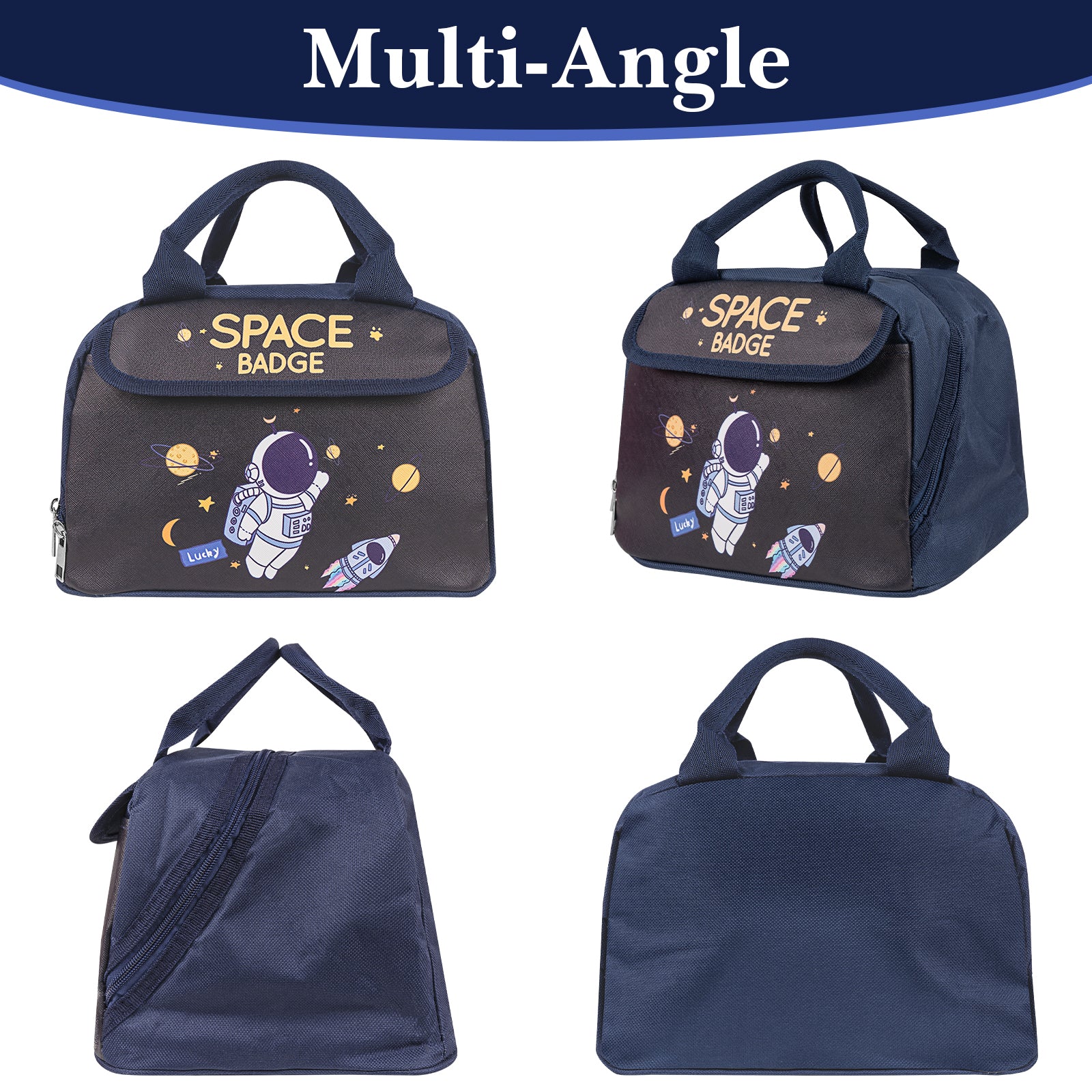 Linkidea Lunch Bag, Large Capacity Lunch Tote Bag with Hand Strap, Reusable Lunch Box Bag for Picnic, Outdoor, Compatible with B.Box, Sunhanny, Pedeco, QQKO, Xgxn Lunch Box (Navy Blue)