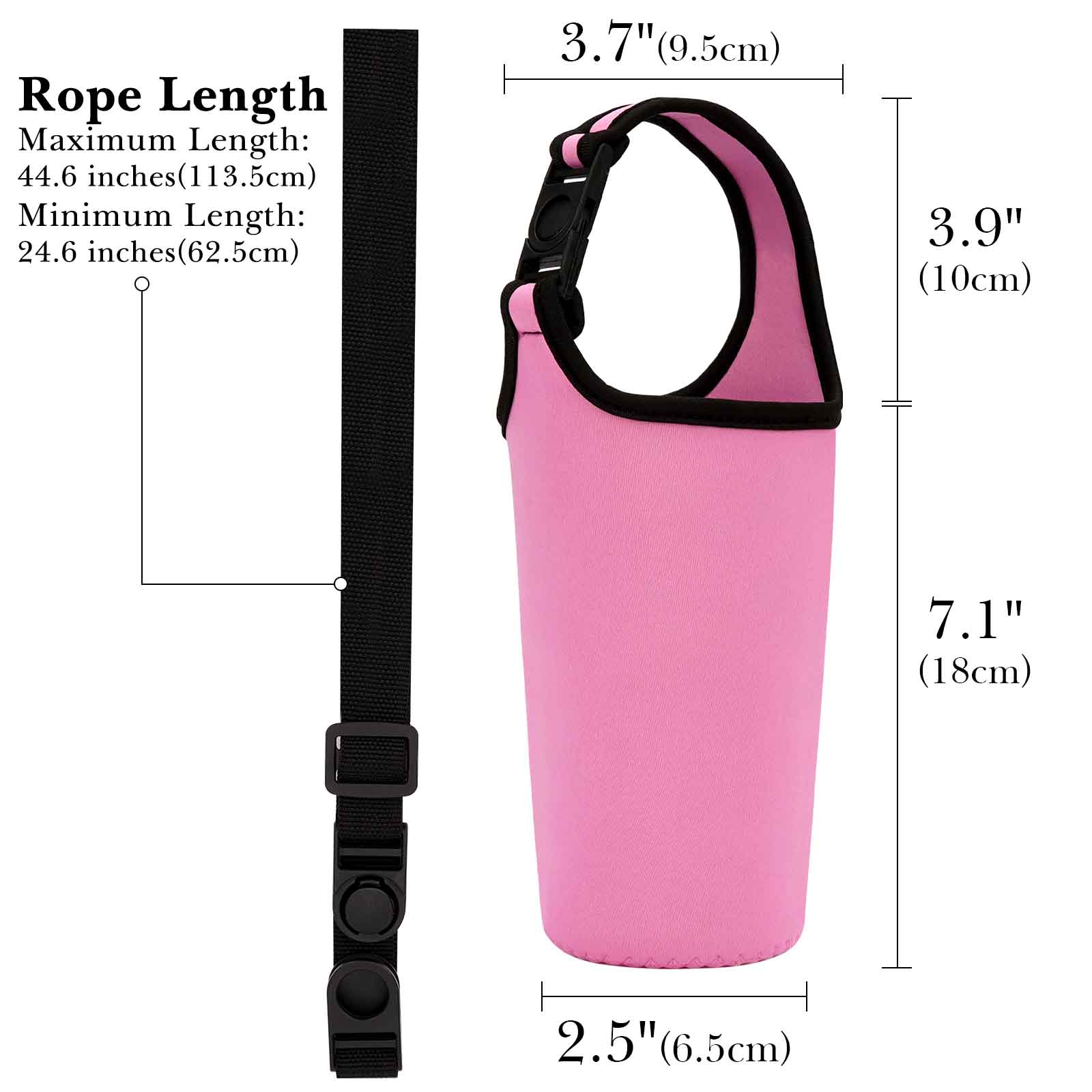 Linkidea 2 Pack Neoprene Tumbler Carrier with Strap Compatible with YETI Rambler Tumbler 30oz, Greens Steel Beast Tumbler 30oz, Waterbottle Sling Bag Holder with Shoulder Strap (Pink)