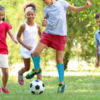 Linkidea Kids Soccer Leg Sleeve with Shin Guard Straps, Elastic Compatible with Grip Socks, Best Alternative to Soccer Athletic Socks for Child 6-8 Years (Blue)
