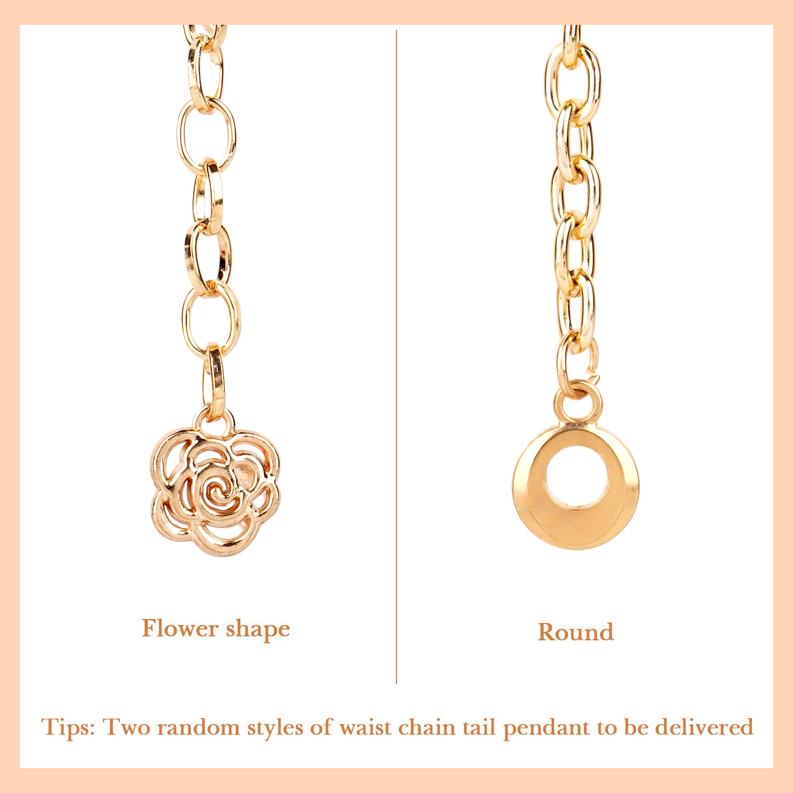 Plus Size Chain Belt for Women, Gold Rose Metal Fashion Belly Waist Chain, Max 69 Inch Adjustable Chunky Body Accessory (XXXL)