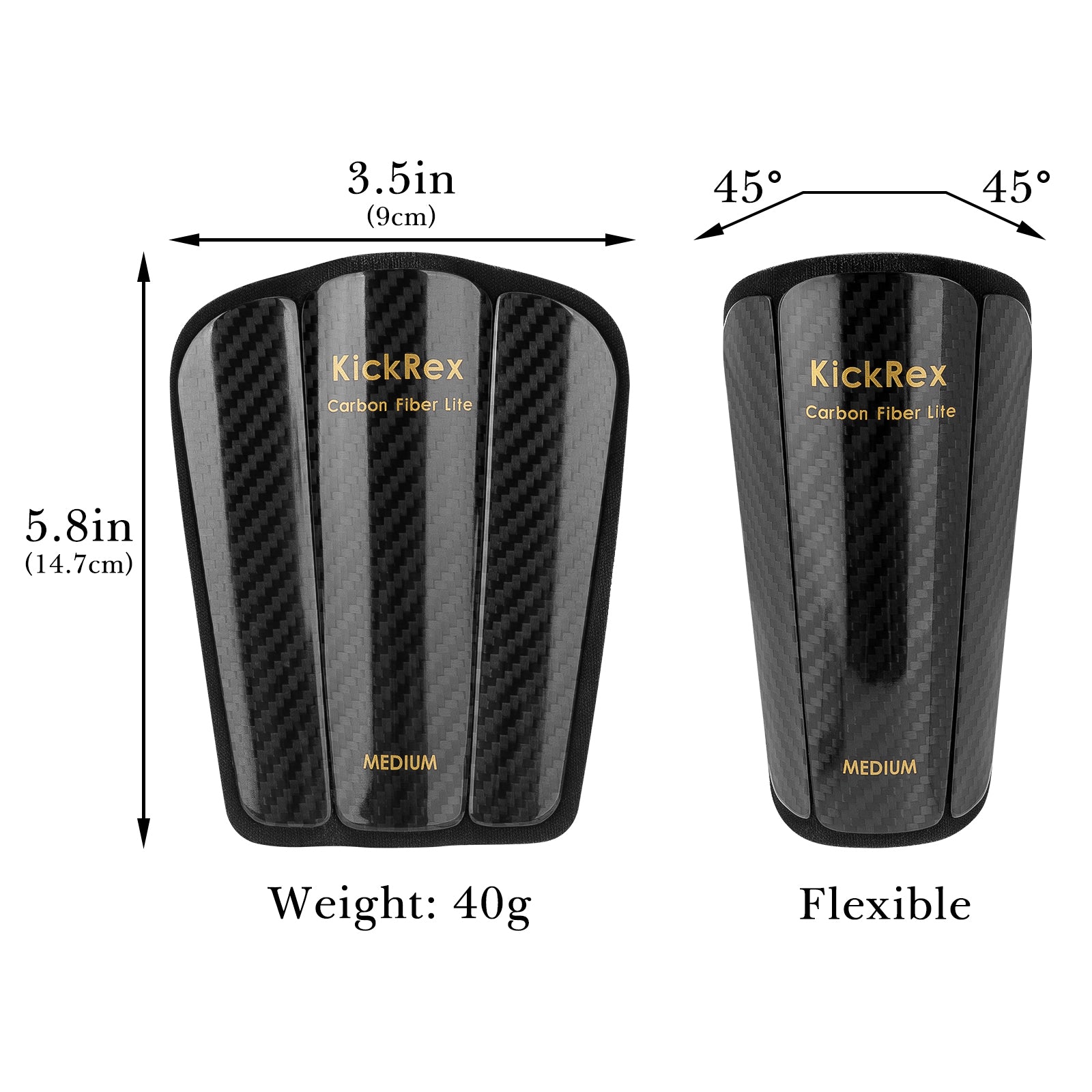 Linkidea Flexible Carbon Fiber Soccer Shin Guards, Ultra-light Shin Pads Adaptable to The Shape of the Shin, Lightweight Professional Leg Protection for Kids, Youth and Adults (Medium)