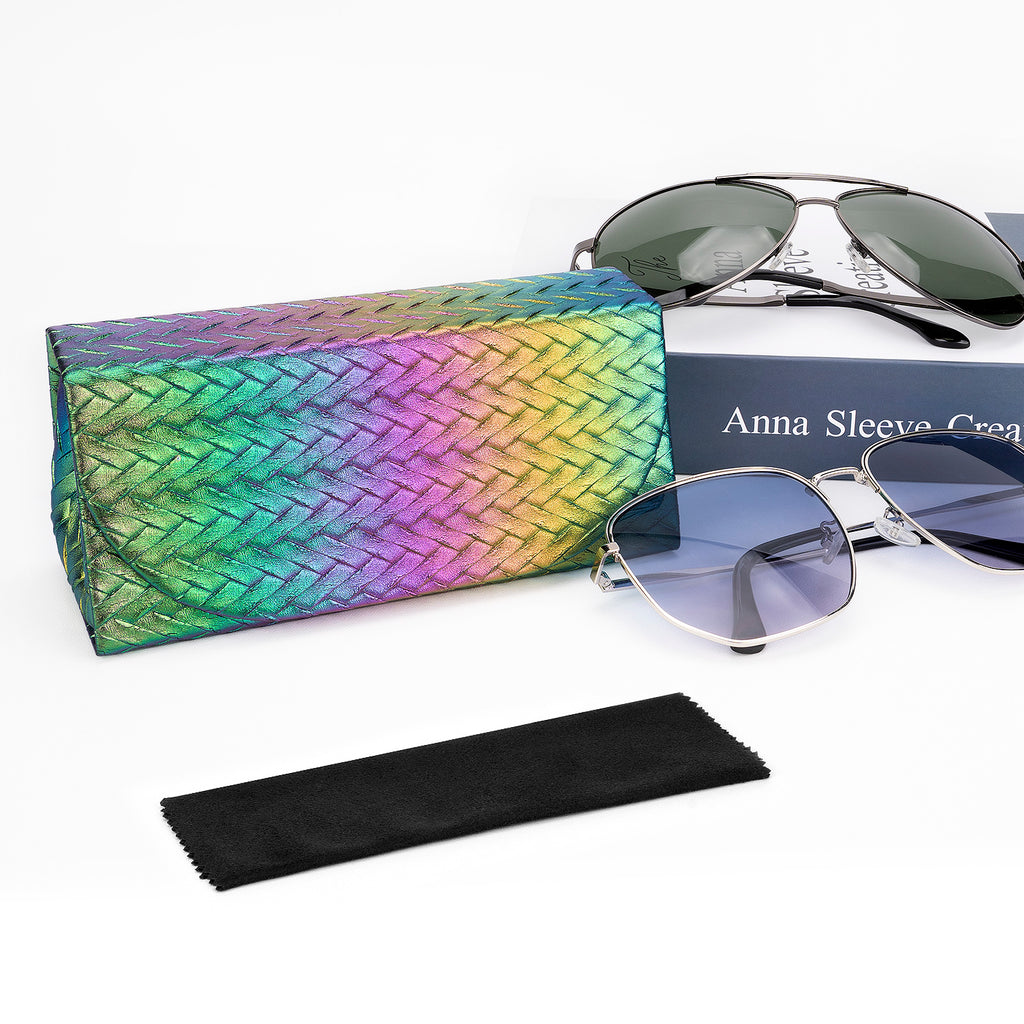 Extra Large Sunglasses Case, 2 Pack Oversized Eyewear Soft Bag Storage Organizer Compatible with DIOR Diorbay S1U Prada PR 59WS PR 63XS RB4401D RBS0101S RB8097 RB8089 RB4098 (XXL, Multi)