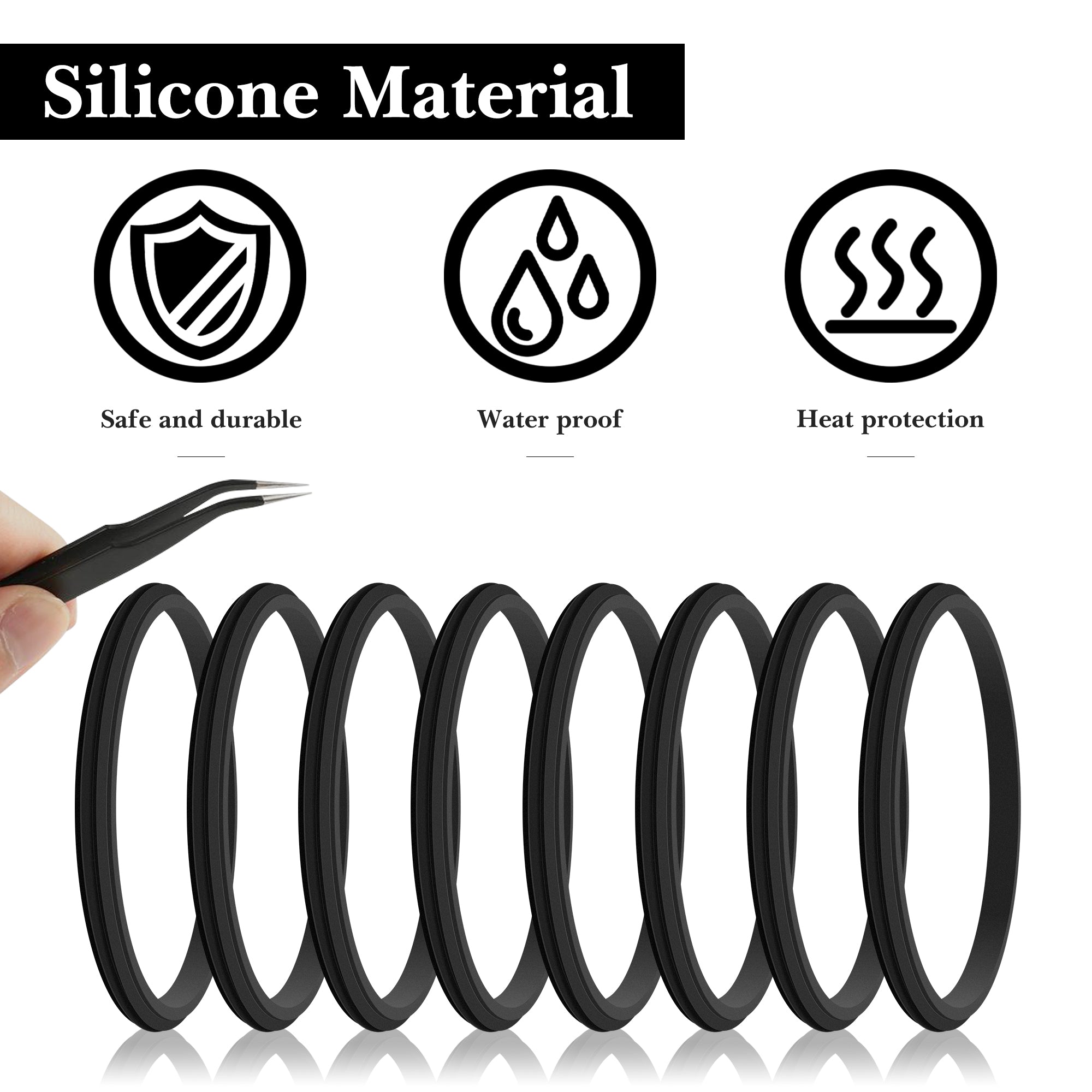 Linkidea 8 Pack Water Bottle Gasket Replacement Compatible with YETI 20oz Tumbler, 25oz Straw Mug, Silicone O Ring Leak Proof Rubber Seal with Tweezer for Magslider/Original Lid