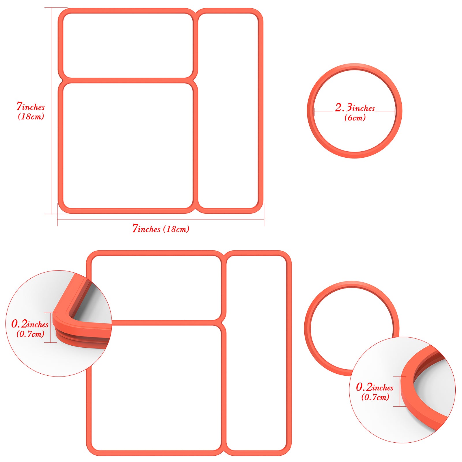 Linkidea 4 Pcs Silicone Seal Replacement, Exact Fit Lid Seal Gasket Compatible with OmieBox, Leakproof Food Safe Parts & Accessories for Bento Box (Orange)
