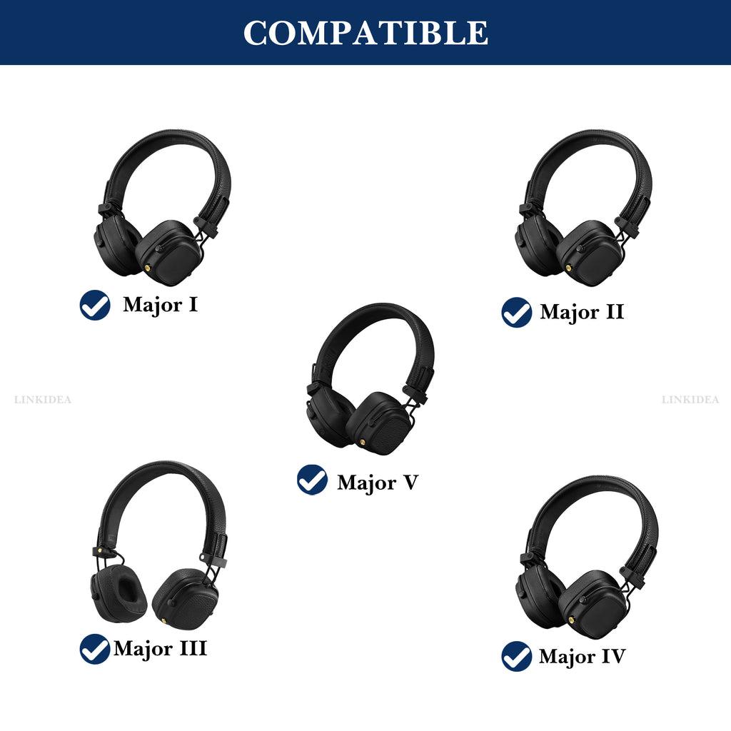 Linkidea Replacement Ear Pads for Marshall Major I/ II/ III/ IV/ V Headphones Ear Cushions (Mesh Fabric/ Black)
